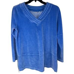 Soft Surroundings, Take it Easy, Velour Tunic Top, Size Large, Blue